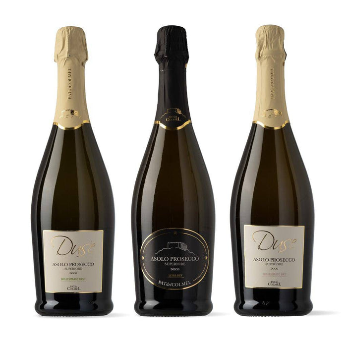 Asolo Prosecco Superiore DOCG: Duse Millesimato Dry, Duse Millesimato Brut,  Extra Dry  -  Pat del Colmel - vaigustando